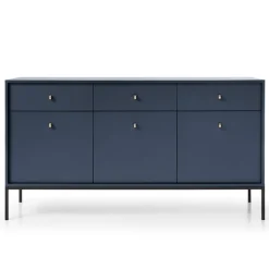 Garnero Arredamenti Madia 154x83h cm 3 ante con cassetti moderna notte Glory Blu Online