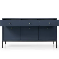 Garnero Arredamenti Madia 154x83h cm 3 ante con cassetti moderna notte Glory Blu Online