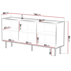 Garnero Arredamenti Madia 166x80h cm 3 ante con frontali decorati Daniele Beige Hot