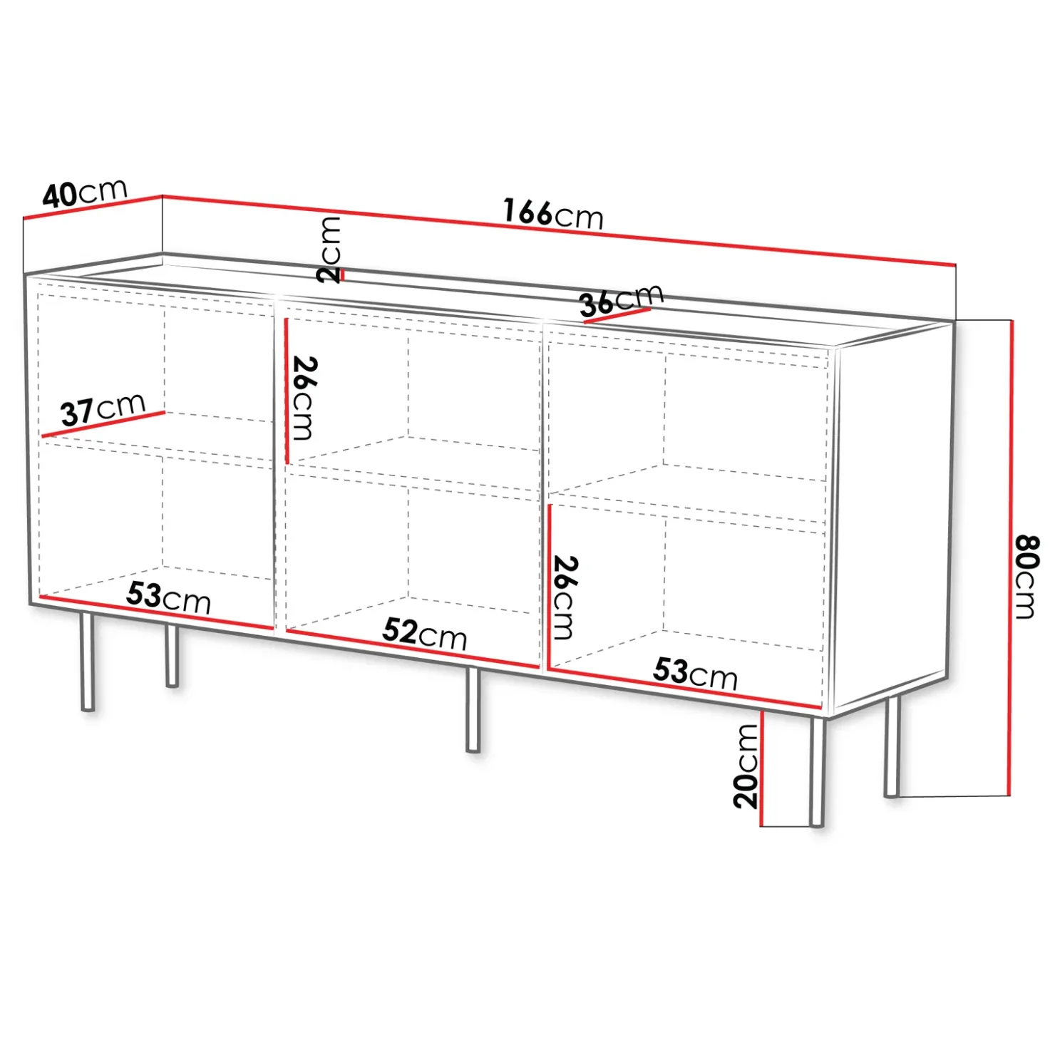 Garnero Arredamenti Madia 166x80h cm 3 ante con frontali decorati Daniele Beige Hot
