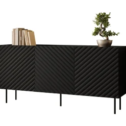 Garnero Arredamenti Madia 166x80h cm 3 ante con frontali decorati nero Daniele Nero Opaco Sale