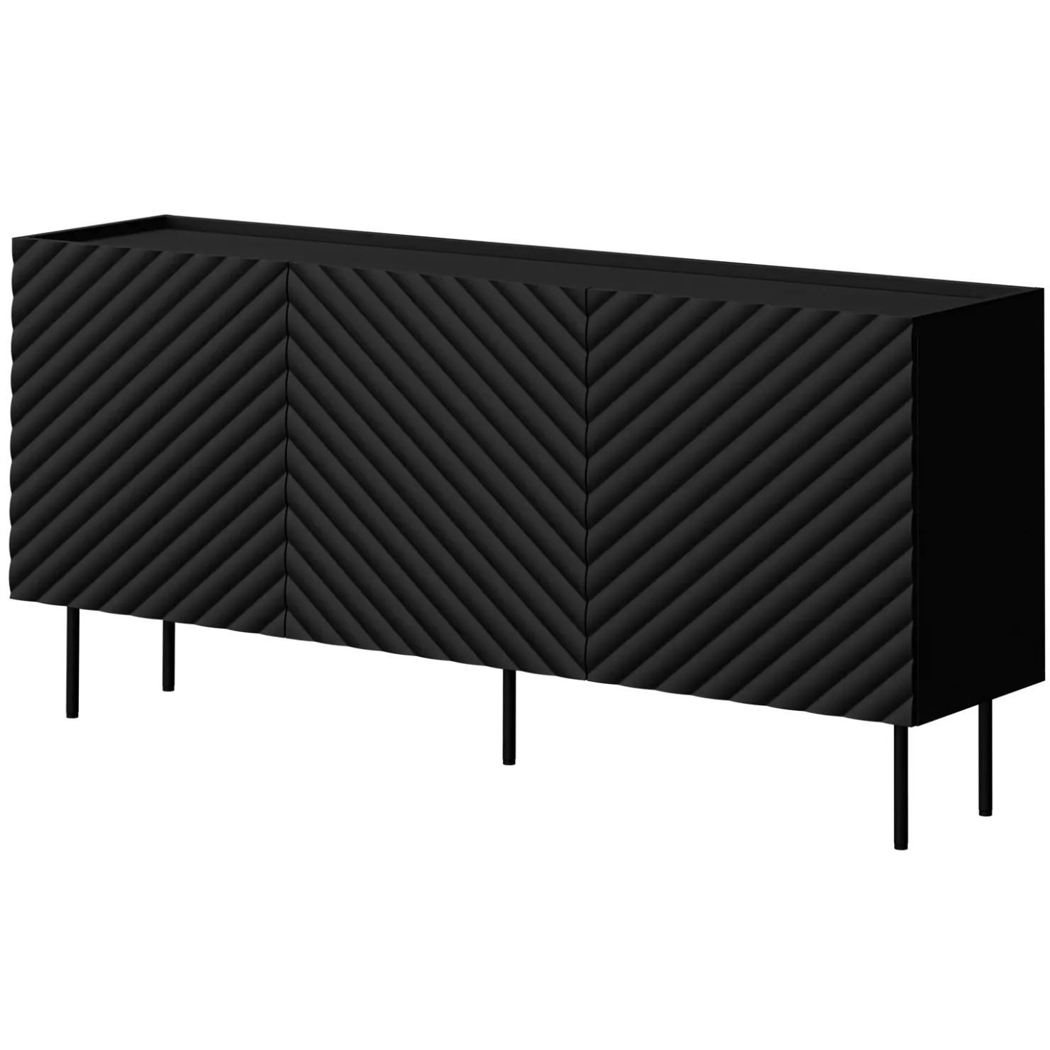 Garnero Arredamenti Madia 166x80h cm 3 ante con frontali decorati nero Daniele Nero Opaco Sale