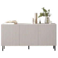 Garnero Arredamenti Madia 156x76h cm 3 ante con frontali cannettati beige Ziggy New