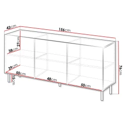 Garnero Arredamenti Madia 156x76h cm 3 ante con frontali cannettati beige Ziggy New