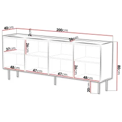 Garnero Arredamenti Madia 200x80h cm 4 ante con frontali decorati bianco Daniele Bianco Opaco Clearance