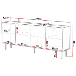 Garnero Arredamenti Madia 200x80h cm 4 ante con frontali decorati Daniele Beige Outlet