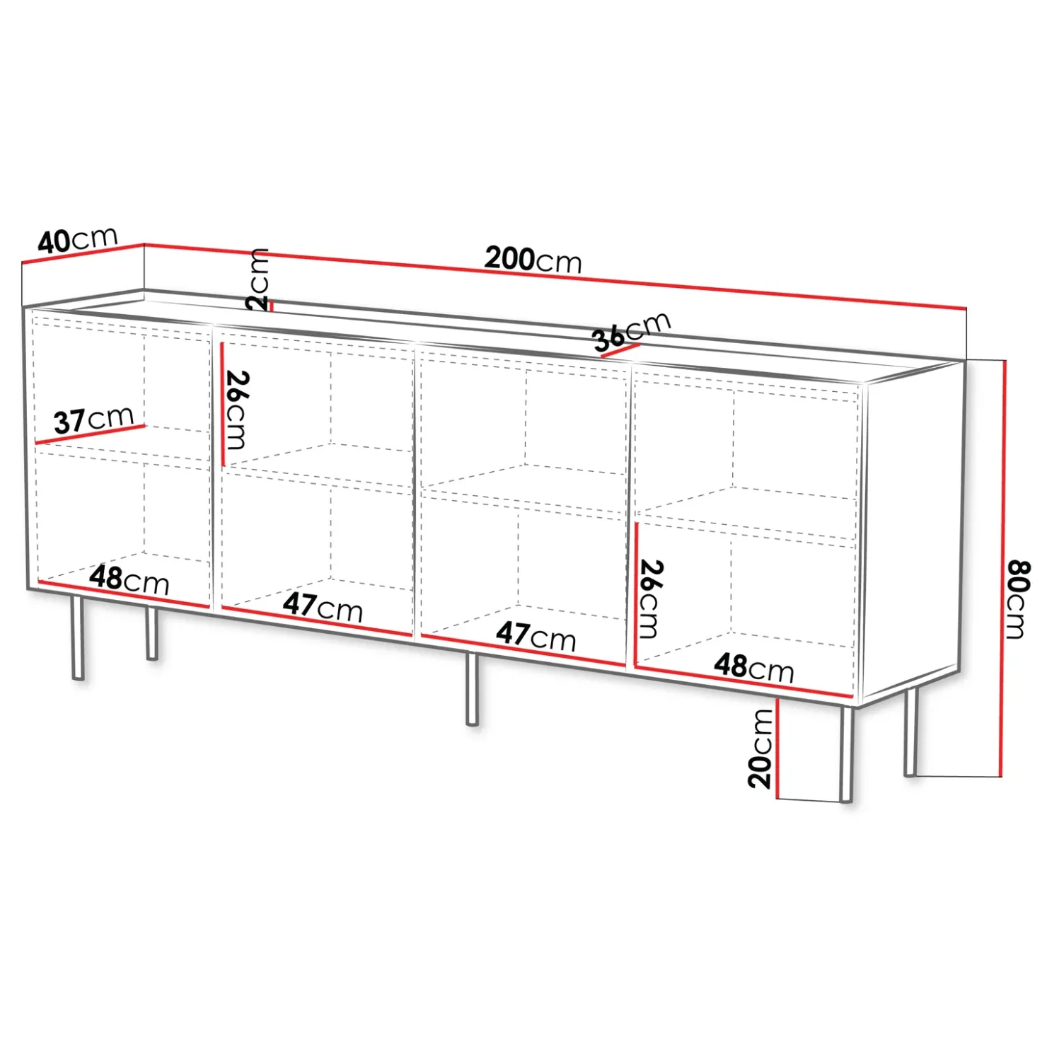 Garnero Arredamenti Madia 200x80h cm 4 ante con frontali decorati Daniele Beige Outlet