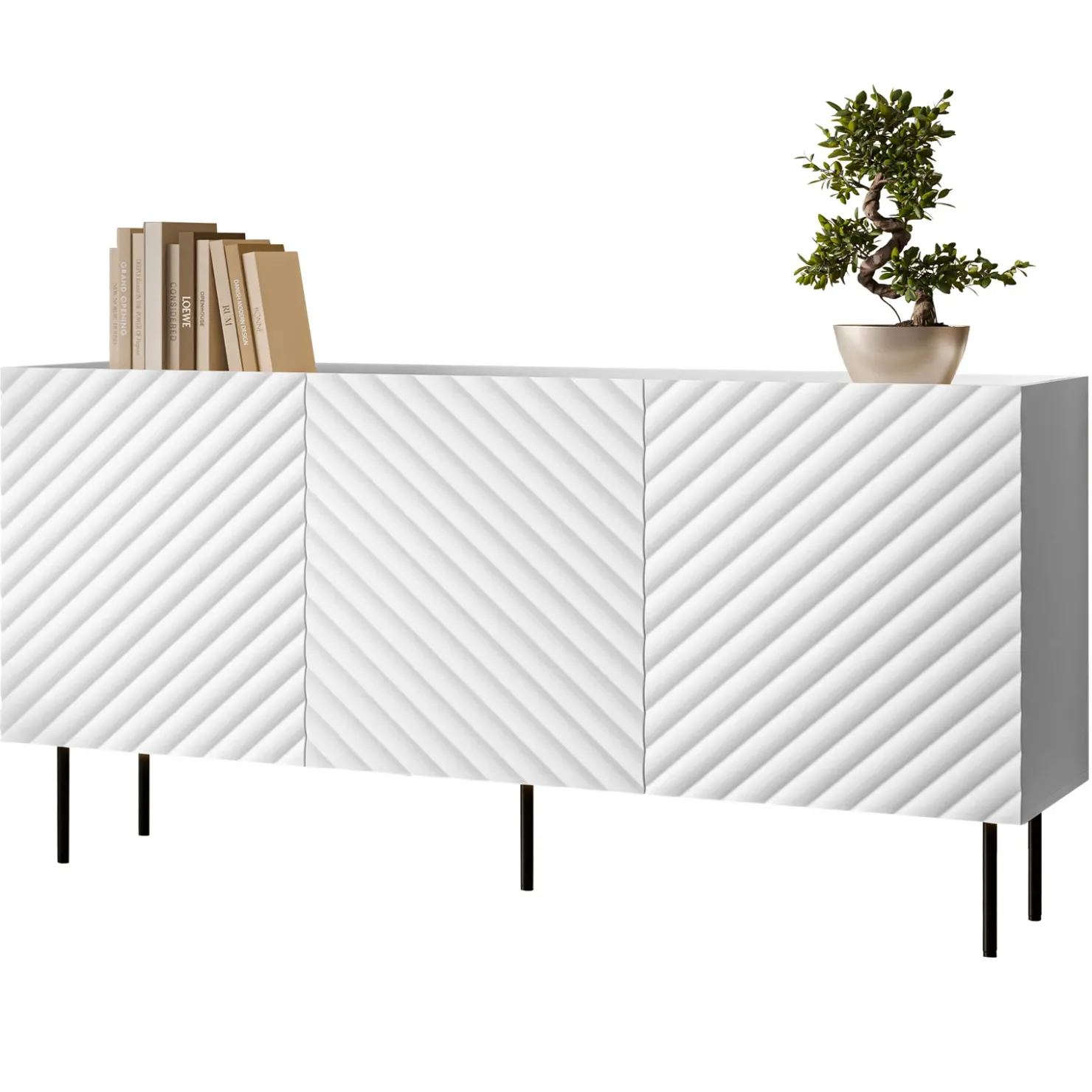 Garnero Arredamenti Madia 166x80h cm 3 ante con frontali decorati bianco Daniele Bianco Opaco Outlet