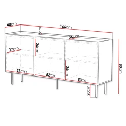 Garnero Arredamenti Madia 166x80h cm 3 ante con frontali decorati bianco Daniele Bianco Opaco Outlet