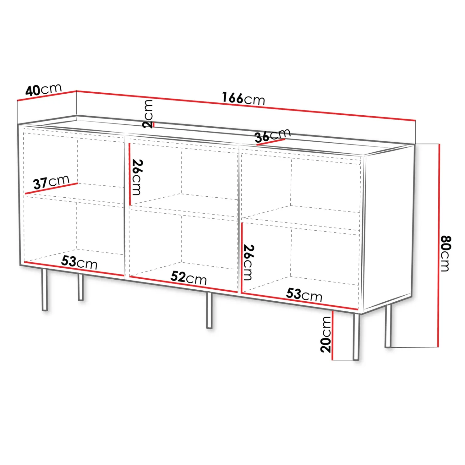 Garnero Arredamenti Madia 166x80h cm 3 ante con frontali decorati bianco Daniele Bianco Opaco Outlet