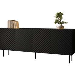 Garnero Arredamenti Madia 200x80h cm 4 ante con frontali decorati nero Daniele Nero Opaco Discount