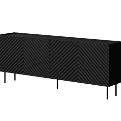 Garnero Arredamenti Madia 200x80h cm 4 ante con frontali decorati nero Daniele Nero Opaco Discount