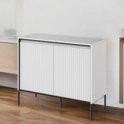 Garnero Arredamenti Madia 98x83h cm 2 ante con led cannettato nero Camelia Bianco Opaco Discount