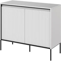 Garnero Arredamenti Madia 98x83h cm 2 ante con led cannettato nero Camelia Bianco Opaco Discount