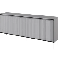 Garnero Arredamenti Madia 193x83h cm 4 ante con led cannettato nero Camelia Grigio Best