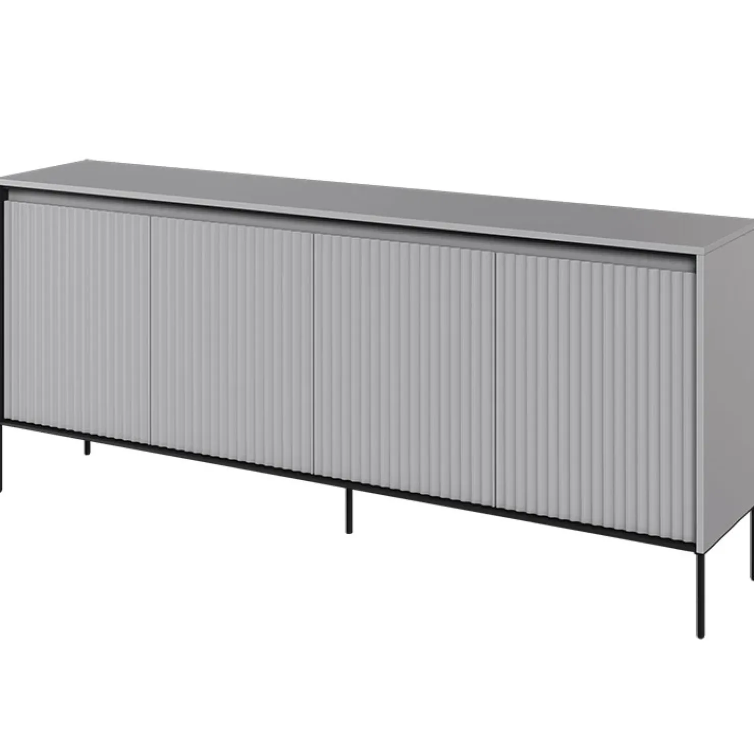 Garnero Arredamenti Madia 193x83h cm 4 ante con led cannettato nero Camelia Grigio Best