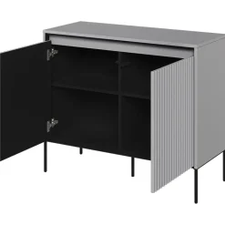 Garnero Arredamenti Madia 98x83h cm 2 ante con led cannettato nero Camelia Grigio Discount