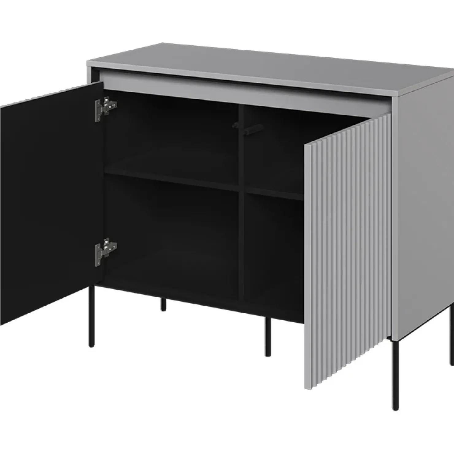 Garnero Arredamenti Madia 98x83h cm 2 ante con led cannettato nero Camelia Grigio Discount