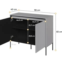 Garnero Arredamenti Madia 98x83h cm 2 ante con led cannettato nero Camelia Grigio Discount