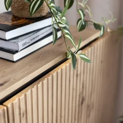 Garnero Arredamenti Madia 193x83h cm 4 ante con led cannettato nero Camelia Rovere Rustico Clearance