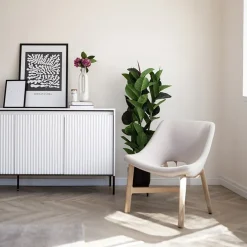 Garnero Arredamenti Madia 193x83h cm 4 ante con led cannettato nero Camelia Bianco Opaco New