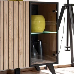 Garnero Arredamenti Madia 160x82h cm 4 ante con stampa nera soggiorno noce Mendes Best