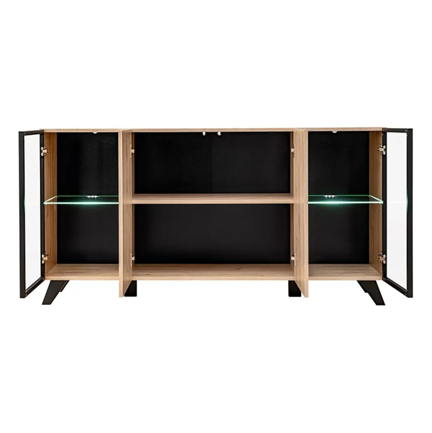 Garnero Arredamenti Madia 160x82h cm 4 ante con stampa nera soggiorno noce Mendes Best