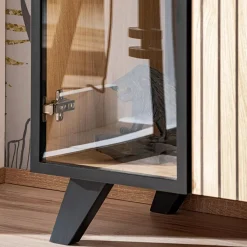 Garnero Arredamenti Madia 160x82h cm 4 ante con stampa nera soggiorno noce Mendes Best