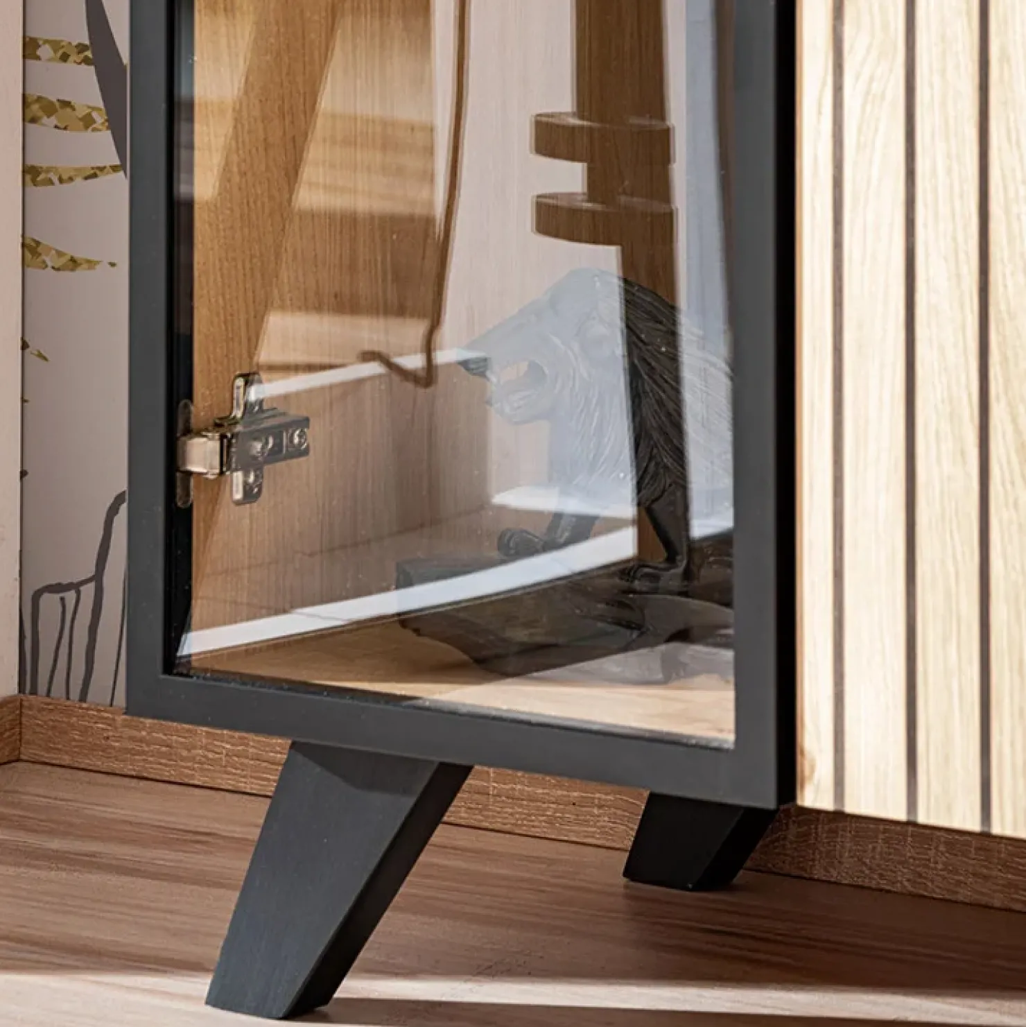 Garnero Arredamenti Madia 160x82h cm 4 ante con stampa nera soggiorno noce Mendes Best