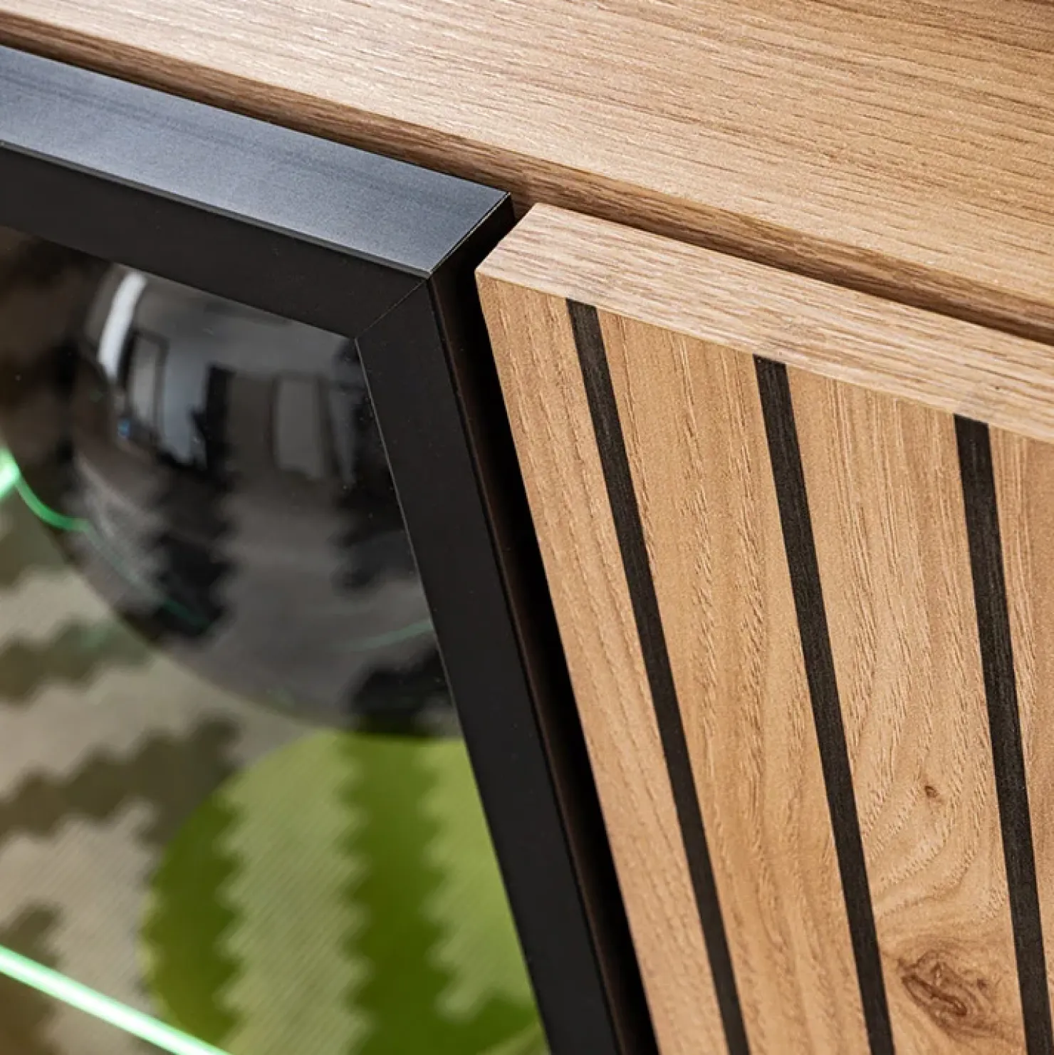 Garnero Arredamenti Madia 160x82h cm 4 ante con stampa nera soggiorno noce Mendes Best