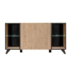 Garnero Arredamenti Madia 160x82h cm 4 ante con stampa nera soggiorno noce Mendes Best