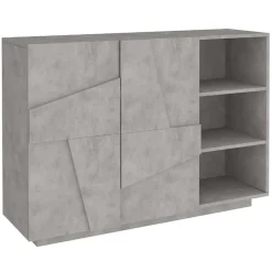 Garnero Arredamenti Madia 120x86h cm 2 ante e vani a giorno moderna grigio Zenzero Cemento Hot