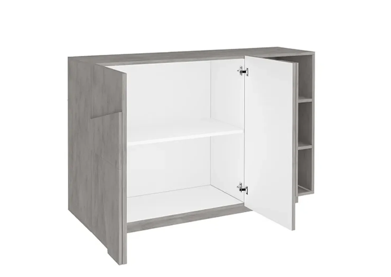 Garnero Arredamenti Madia 120x86h cm 2 ante e vani a giorno moderna grigio Zenzero Cemento Hot