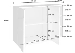 Garnero Arredamenti Madia 120x86h cm 2 ante e vani a giorno moderna grigio Zenzero Cemento Hot