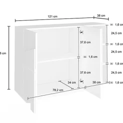 Garnero Arredamenti Madia 120x86h cm 2 ante e vani a giorno moderna Zenzero Ossido New