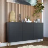 Garnero Arredamenti Madia 144x83h cm 3 ante moderna grafite marmo nero Visby Discount