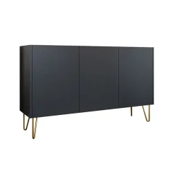 Garnero Arredamenti Madia 144x83h cm 3 ante moderna grafite marmo nero Visby Discount