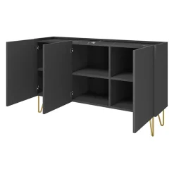 Garnero Arredamenti Madia 144x83h cm 3 ante moderna grafite marmo nero Visby Discount