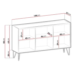 Garnero Arredamenti Madia 144x83h cm 3 ante moderna grafite marmo nero Visby Discount