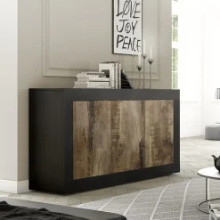 Garnero Arredamenti Madia 160x86h cm 3 ante moderna nero pero Eternity Rovere - Nero opaco Sale