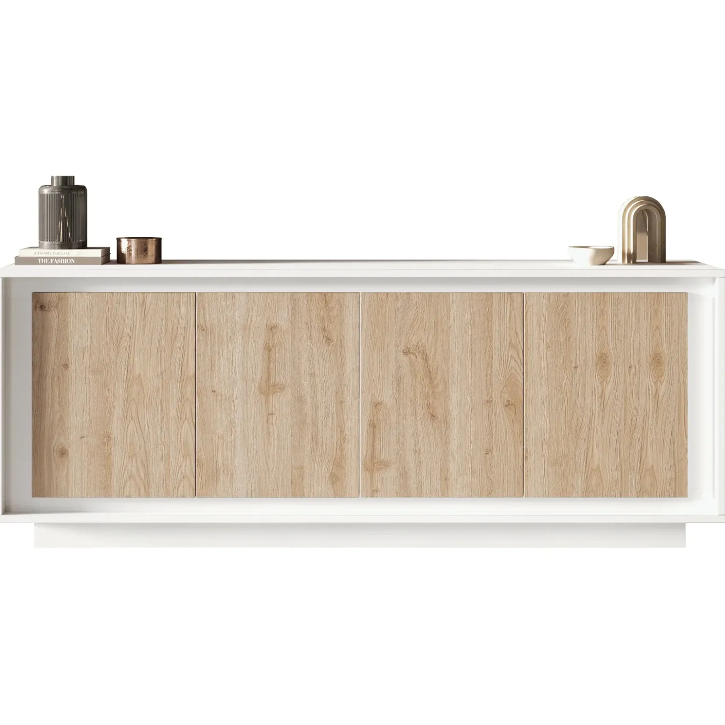 Garnero Arredamenti Madia 207x80h cm 4 ante moderna bianco opaco rovere chiaro Deluxe Rovere - Bianco opaco Sale