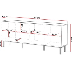 Garnero Arredamenti Madia 201x81h cm 4 ante moderna noce cannettato Gabiot Online