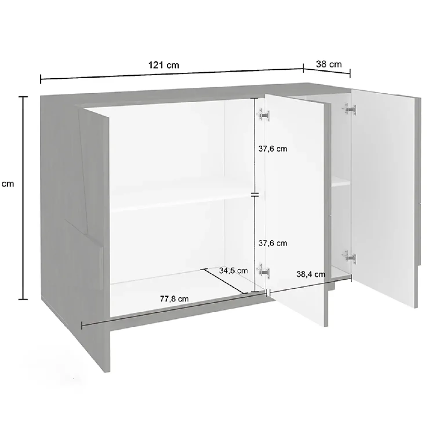 Garnero Arredamenti Madia 120x86h cm 3 ante moderna decorate Zenzero Ossido Outlet