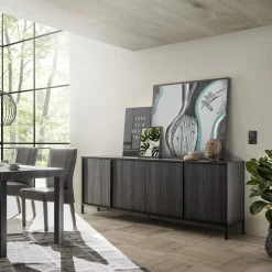 Garnero Arredamenti Madia 206x86h cm 4 ante moderna nero frassinato Absolut