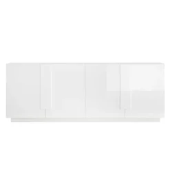 Garnero Arredamenti Madia 241x90h cm 4 ante moderna bianco laccato lucido Alvarez Bianco Lucido