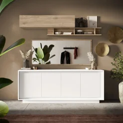 Garnero Arredamenti Madia 207x80h cm 4 ante moderna Deluxe Bianco Opaco New