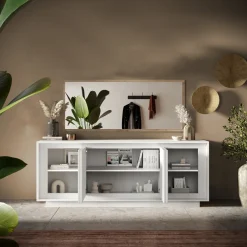 Garnero Arredamenti Madia 207x80h cm 4 ante moderna Deluxe Bianco Opaco New