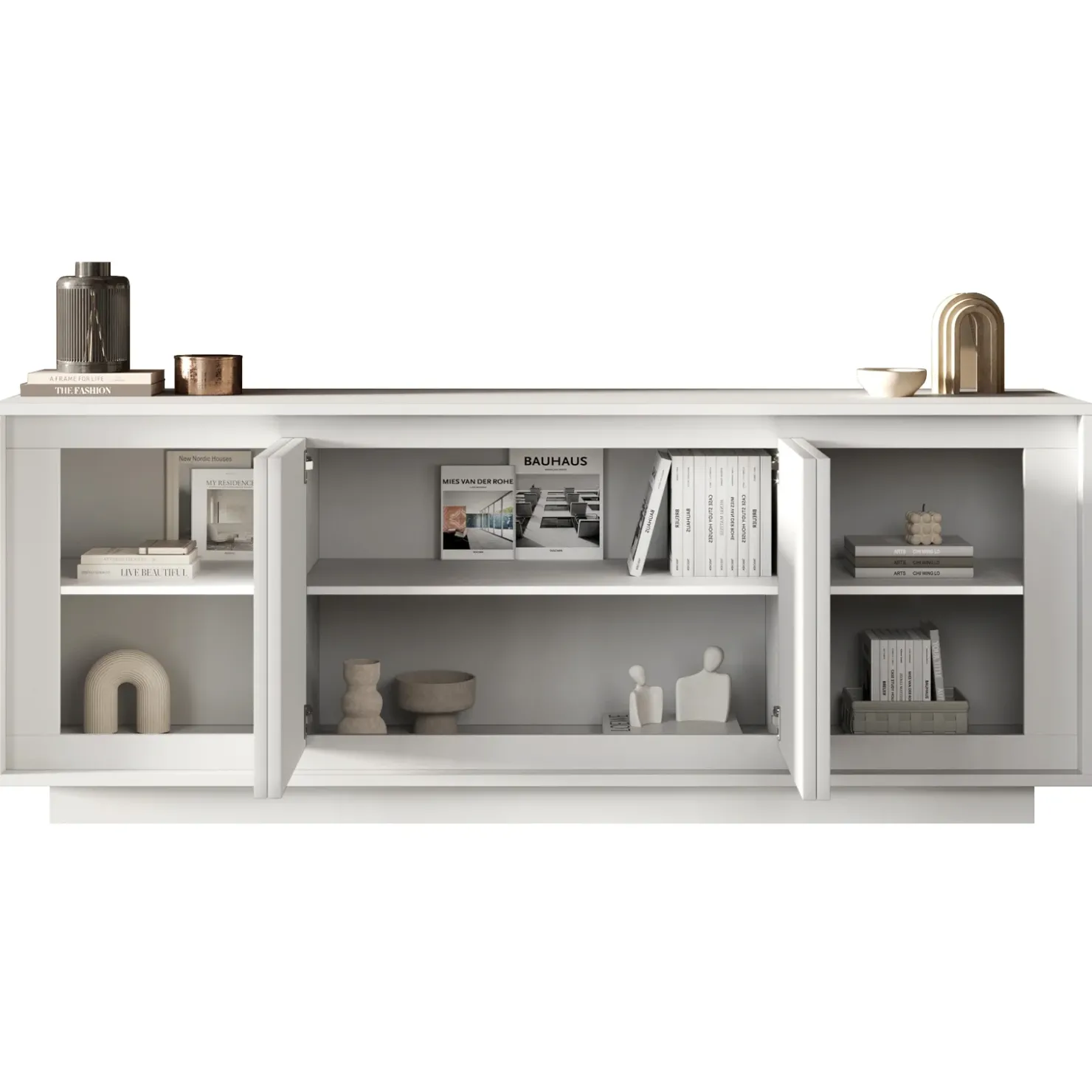 Garnero Arredamenti Madia 207x80h cm 4 ante moderna Deluxe Bianco Opaco New