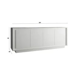 Garnero Arredamenti Madia 207x80h cm 4 ante moderna Deluxe Bianco Opaco New
