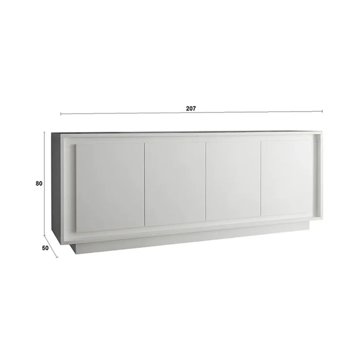 Garnero Arredamenti Madia 207x80h cm 4 ante moderna Deluxe Bianco Opaco New